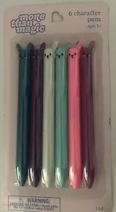 More Than Magic - 6 Pack of Cat Themed Character Pens - Two Ink Colors Per Pen - Picture 1 of 1