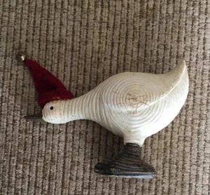 Goose Figure With Red Hat Molded Hard Plastic Bird Decor - Picture 1 of 4