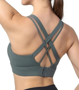 High Impact Sports Bras for Women,Criss Cross Sports Running Bra (Green,Size:XL) - Picture 1 of 5