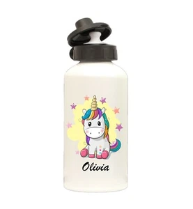 Einhorn Trinkflasche Name personalisiert 500ml Metall individuell Sport Gym Geschenk Schule - Bild 1 von 1