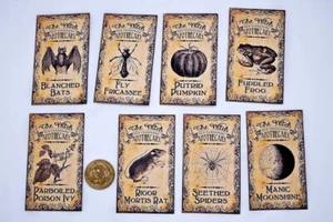 8~Halloween~Vintage~Potion~Bottle~Label~Fussy Cut~Linen Cardstock~Stickers - Picture 1 of 1