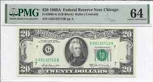 1969A $20 CHICAGO FRN. PMG Choice Uncirculated 64 Banknote. - Picture 1 of 2