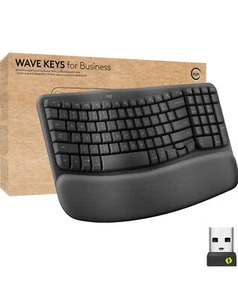 Logitech Wave Keys for Business, Wireless Ergonomic Keyboard with Cushioned Pad - Picture 1 of 3