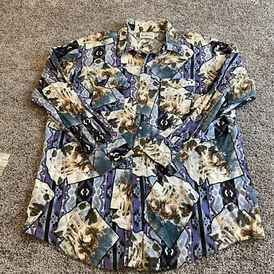 Camisa De Colección Road Runner Abotonada Para Hombre 2XL XXL Lobos Perla A Presión Manga Larga EE. UU. Foto 1 de 4