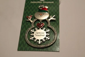 Snowman Christmas ornament Special Teacher NIP with danging charm - Picture 1 of 1
