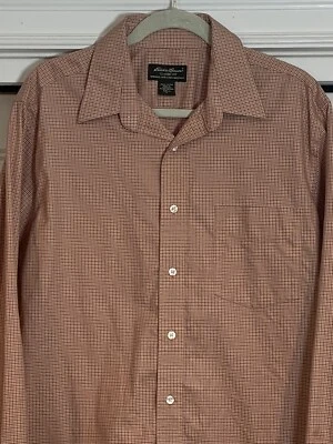 Eddie Bauer Classic Fit Wrinkle Resistant Long Sleeve Button Mens L Tall Orange - Image 1 of 4