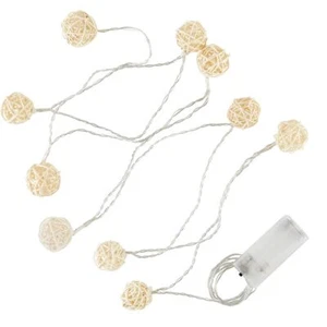 Battery Operated String Lights Christmas LED Lights 8.5ft Rattan Ball Pack of 4 - Picture 1 of 3