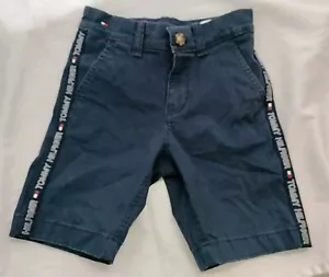 Used Boy 6 Tommy Hilfiger Chino Shorts Navy Blue Stretch Cotton Adjustable Waist - Picture 1 of 14