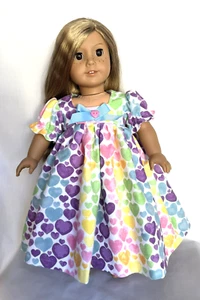 Multi-Color Hearts    Handmade Nightgown for 18" Dolls   Free Shipping - Picture 1 of 5