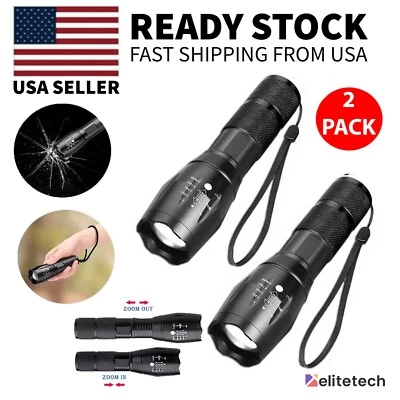 Super-Bright 90000LM LED Tactical Flashlight 5 Modes Zoomable Torch Searchlight - Image 1 of 4