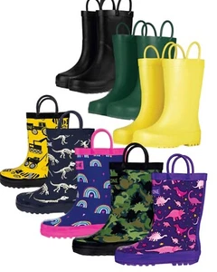 Regenstiefel Gummistiefel mit einfachen Griffen - lustige Muster für Kleinkinder und Kinder - Bild 1 von 43