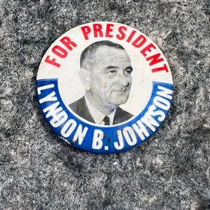Lyndon B Johnson LBJ For President Celluloid Political Campaign Pinback Pin - Bild 1 von 6