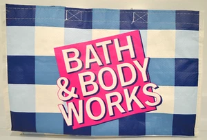 Lot (7) Bath & Body Works Candle Day Shopping Tote Bag Blue White Checkered - Picture 1 of 3