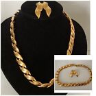 Vintage Jewellery NAPIER Gold Tone Leaf Design Articulated Necklace & Earrings