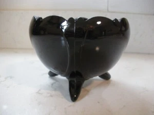 Vintage Schwarz Onyx Fuß Schale Vase Art Deco Design gewellter Rand SCHÖN - Bild 1 von 11