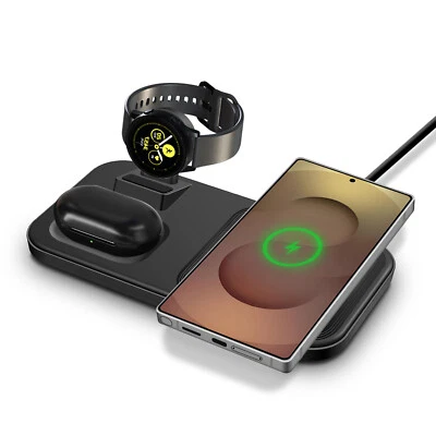 3in1 Wireless Charger Station For Samsung Galaxy Watch Ultra/7/6 S25 S24 Note20 - Image 1 of 4