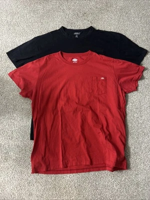 Lote de 2 camisetas de bolsillo Dickies 3XLT negras y rojas pesadas grandes altas ropa de trabajo Foto 1 de 4