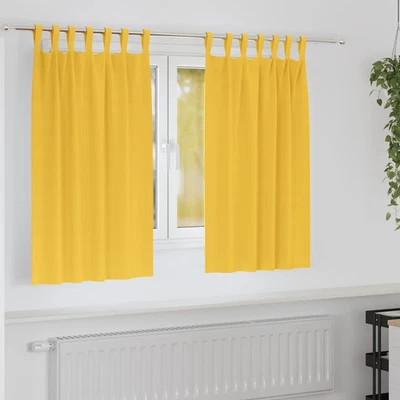 Curtains with Curtains 2 pcs Mustard yellow Polyester vidaXL - Image 1 of 4