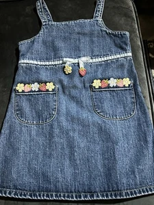 Gymboree Vintage Denim Dress with Embroidered Floral Size 4 2000s - Picture 1 of 6