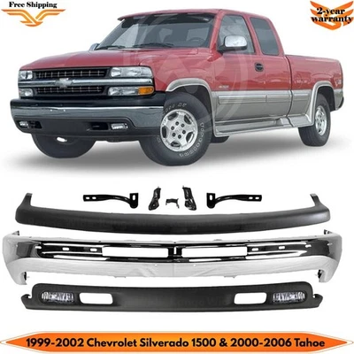 Front Bumper Chrome Kit For 1999-2002 Chevrolet Silverado 1500 & 2000-2006 Tahoe Foto 1 de 4