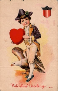 POSTAL DÍA DE SAN VALENTÍN NIÑO CON CORAZÓN - Imagen 1 de 2