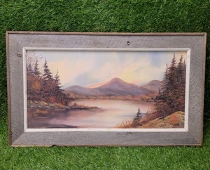 Edward Schaber Oil Painting Signed Mountain Lake Landscape Canvas Framed Vintage - Picture 1 of 21