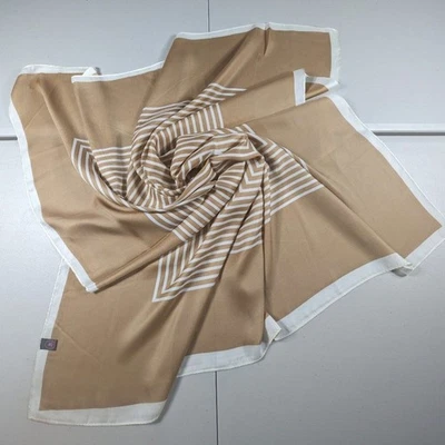 Fashion Scarf Womens 35 x 35 in Gold White Square Pattern Summer Shawl - Image 1 of 3
