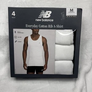 New Balance 4-Pack Cotton Rib A - Shirt White Men's Medium 38-40” NIB - Picture 1 of 4