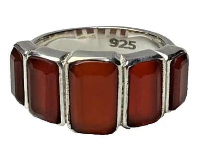 Граненый сердолик драгоценный камень серебро 925 кольцо многоцветный размер 4,75 - Изображение 1 из 4