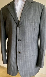 MEN'S AUTHENTIC HERMES GREY STRIPE SUIT SIZE 40'  34 WAIST - Picture 1 of 15