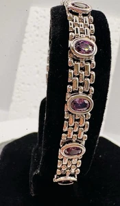 Platinum Plated Fashion Women Purple Zirconia Bracelet - Picture 1 of 3