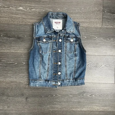 Mossimo Chaleco Pequeño Denim Envejecido Jean Años 90 Western Boho Grunge Ropa de Calle Y2K Foto 1 de 4