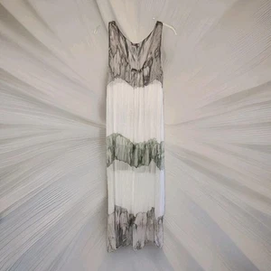 Scandal ärmelloses Batik Seidenmischung Maxikleid Damen Gr. S weiß/grau - Bild 1 von 9