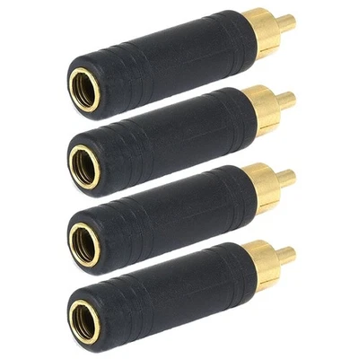 4x 6.35mm 1/4" Mono Female Jack to RCA Male Plug Audio Adapter Cable Converter - Image 1 of 3