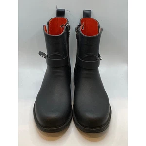 RAG & BONE Women's Black Rubber Moto Pull-On Calf Rain Boot SZ 38(US8) - Picture 1 of 12