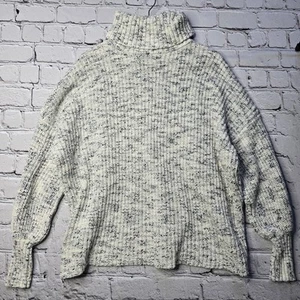 Aerie Offline 100% Cotton Oversized White Black Speckled Turtleneck Sweater XS - Picture 1 of 10