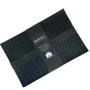 Black Faux Leather Placemats Set of 4 Basket Weave 17.7in x 11.8in Chic Home New - Picture 1 of 9