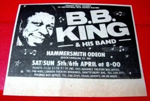 B.B.King Hammersmith Gig Vintage ORIGINAL 1980 Press/Magazine ADVERT 3.5"x 3" - Picture 1 of 3