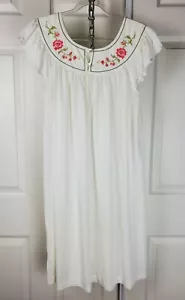 Vintage Gilead Nightgown Size Medium Ivory White Embroidered Made in USA - Picture 1 of 9
