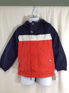 NEW Boy's OshKosh Hooded Rain Jacket/Windbreaker Blue&Red, Size 3, Retails $48 - Picture 1 of 8