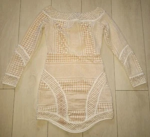 White and Cream Bardot Missguided Dress Size 8 Worn Once - Picture 1 of 2