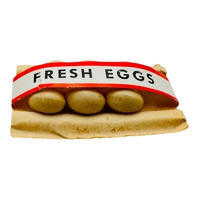 Accesorio de cocina vintage miniatura para casa de muñecas huevos frescos artesanales Foto 1 de 4