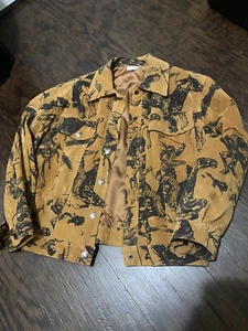 RARE Henri Bendel Jacket Women Sz Medium All Over Native Horse Collared Brown - Picture 1 of 7