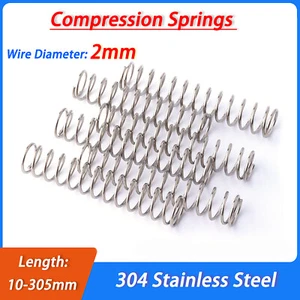 Compression Springs Wire Dia: 2mm Pressure Length: 10-305mm A2 Stainless Steel - Picture 1 of 9