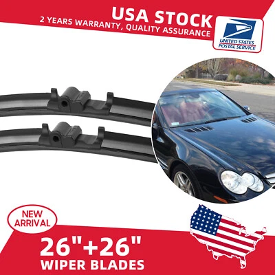 26"+26"Front Windshield Wiper Blades Fit For Mercedes-Benz SL500 SL55 AMG SL550 - Image 1 of 4