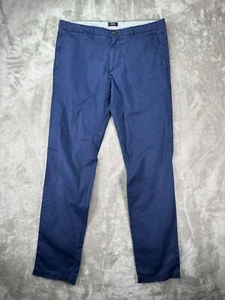 Hugo Boss Pants Mens 35x35 Crigan Chino Blue Office Work Lightweight Straight - Picture 1 of 9