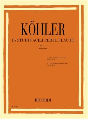 Ernesto Köhler Studi Op. 33 - Vol I  15 Studi Facili Per Il Flauto RICORDI - Immagine 1 di 3