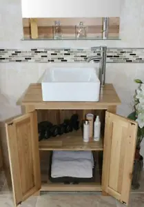 Solid Oak Bathroom Cabinet | Oak Under Sink Bathroom Cabinet | Bathroom Vanity  - Picture 1 of 23