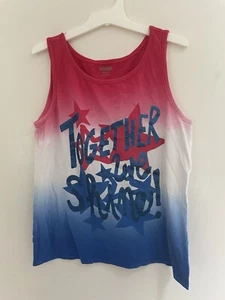 Gymboree Kid Girls Together We Stand Patriotic Cotton Blend Tank Top Multi M 7-8 - Picture 1 of 5