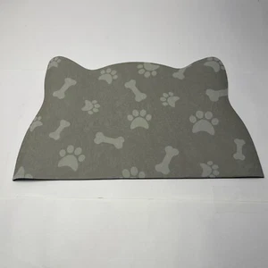 YCT Dog & Cat Food & Water Mats No Slip Cat Shaped Paw Bone 11.8" x 18.1" Gray - Picture 1 of 4
